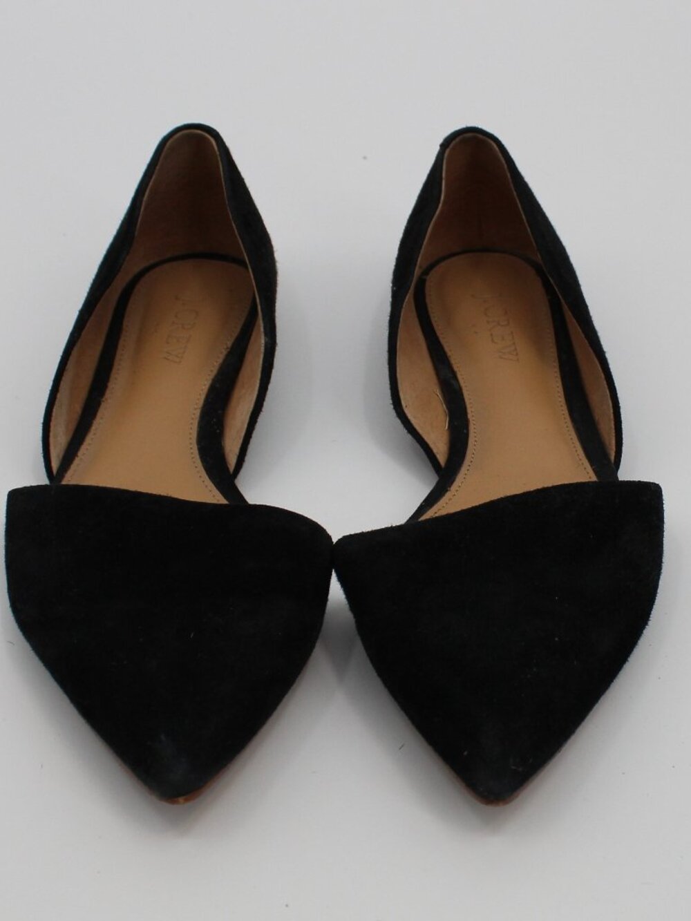 J CREW ZOE D'ORSAY Black Suede Flat Pointed Toe Flats Sz 7